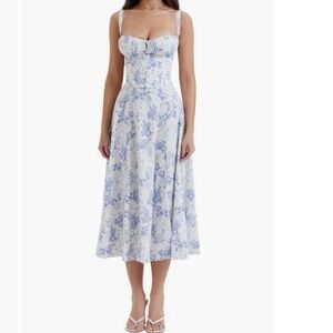 house of cb Carmen Blue Print Bustier Sundress